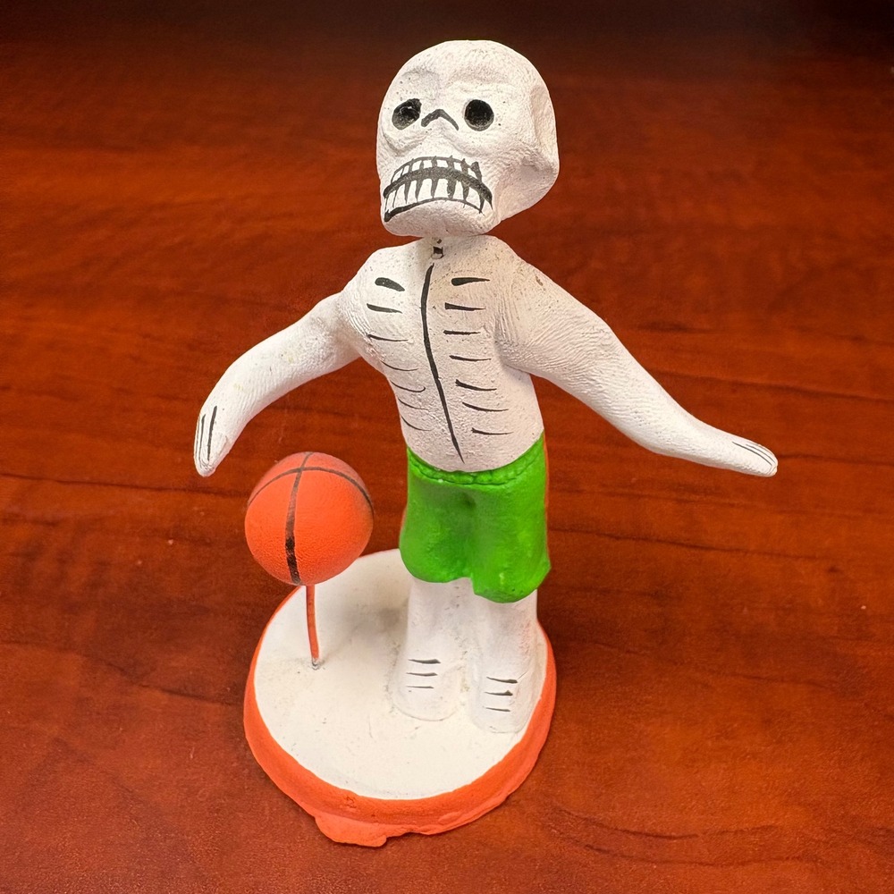 Handmade Skeleton‎ Basketball Figurine Day of the Muertos Folk Art